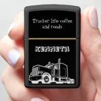 Shiny Gold Semi-Truck Illustration Zippo Lighter