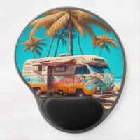 Retro RV and Palm Trees Gel Mouse Pad