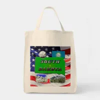 South Dakota Map, Photo Text, Faux Quarter Tote Bag