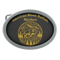 Bison at Sunset in Mountain Landscape Belt Buckle