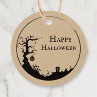 Simple Cemetery Halloween Birthday Favor Tags