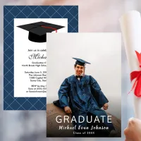 Custom Photo Blue Graduation Class of Invitation