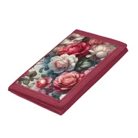 Timeless Rose Floral Charm Trifold Wallet