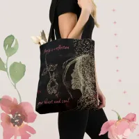 woman and rose tote bag