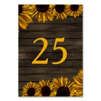 Rustic Country Sunflowers Barn Wood table number