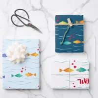 Cute sea fish in love Wrapping Paper Sheets