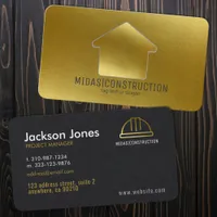 Modern Black + Gold Minimal Construction Hard Hat Business Card