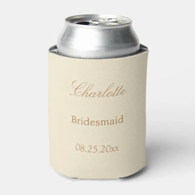 Elegant Cream Beige Bridesmaid Favor Can Cooler