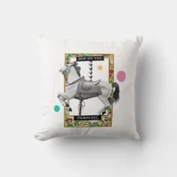 Hop on The Carousel  Throw Pillow