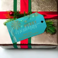 Glowing Teal Winter Wonderland Merry Christmas Gift Tags