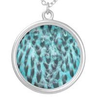 Blue plumage - cool feather design silver plated necklace