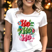 Festive Ho Ho Ho Typography Christmas Tri-Blend Shirt