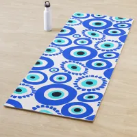 Evil Eye Talisman Abstract Blue White Pattern Yoga Mat