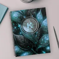 Luxurious Elegant Teal Black Glowing Foliage  Planner