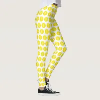 Pickleball Balls Yellow White Patterned Leggings