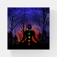 Chakras Meditation Yoga at Sunset  Paperweight