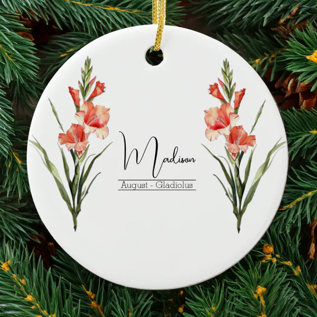 Birth Month Flower August Gladiolus Ornament