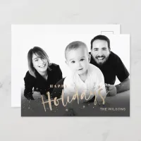 Happy Holiday Rose Gold Photo Holiday PostCard