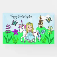 Personalize Birthday Banner Princess and Unicorn