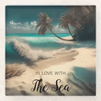 In Love with the Sea | Tropical Art Glass Coaster