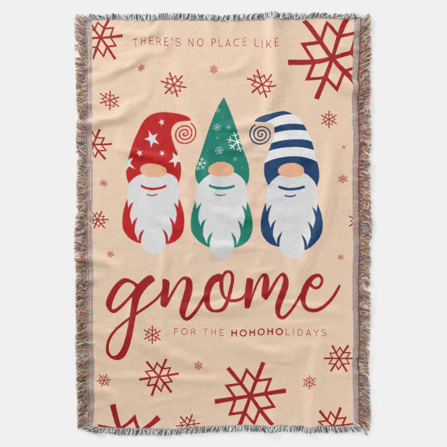 Hygge Christmas Gnome for the Holidays Snowflakes Throw Blanket