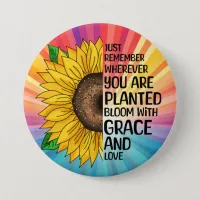 Inspirational Quote and Hand Drawn Sunflower Button