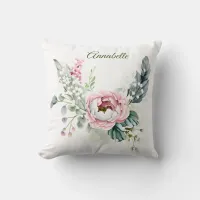 Cottage Rose and Baby's Breath Throw Pillow