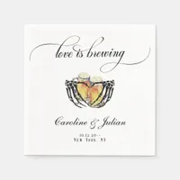 Love is Brewing Skeleton Hands Beer Couple Shower Napkins