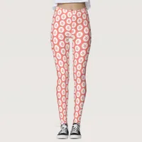 Coral Pink White Sand Dollar Summer Beach Printed Leggings