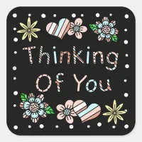 Thinking of You | Whimsical Floral Square Sticker