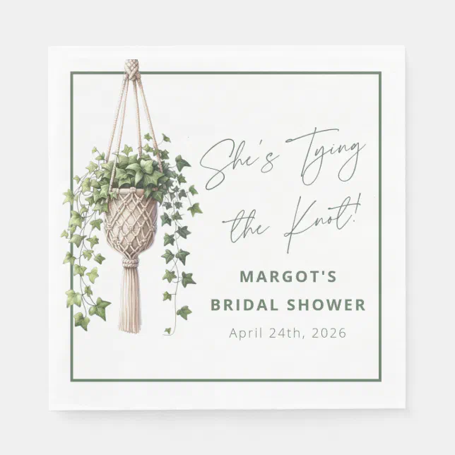 Boho Chic Botanical "Tie the Knot" Bridal Shower Napkins