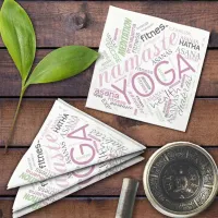 Yoga Word Cloud Plum/Green ID254 Paper Napkins