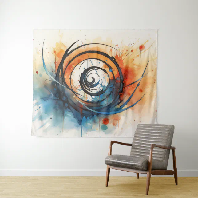 Wormhole in Time ink and watercolor Tapestry