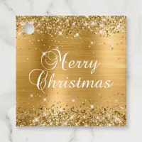 Glittery Gold Foil Merry Christmas Gift Favor Tags