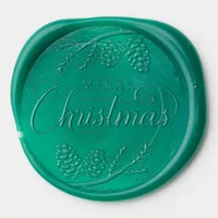 Elegant Script Merry Christmas Pine Cones Wax Seal Sticker