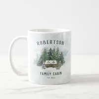 Family Cabin Winter Pine Forest Personalized Coffee Mug