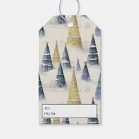 Blue Gold Christmas Pattern#8 ID1009 Gift Tags