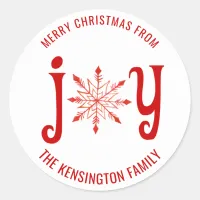 Christmas Joy Typography Snowflake Envelope Seal