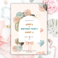 Watercolor Balloons Cute Birthday Party For Girl  Invitation