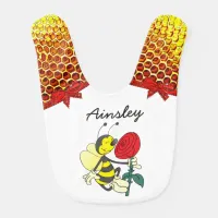 Personalized Baby Bees and Honeycomb Bib