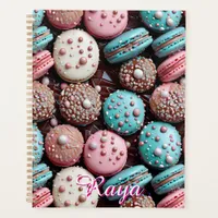 Pretty Chocolate, Blue and Pink Macaron  Planner