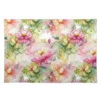 Pastel Flowers Alcohol Ink Illustration Cloth Placemat