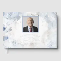 Blue Tint Carnations Celebration of Life Memorial Foil Guest Book