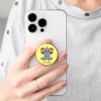 LGBTQ gay pride - cute elephant with rainbow flag PopSocket