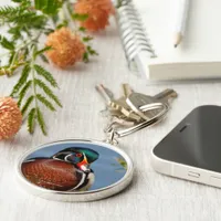 Beautiful Pensive Wood Duck in the Marsh Keychain