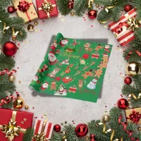 Merry and Bright Christmas on a green background | Wrapping Paper