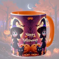 Cute little witch with cats and pumpkins, custom  mug