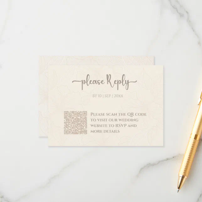 Minimal Elegant Floral RSVP | QR Code Wedding Enclosure Card