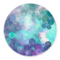 Purple, Teal and Turquoise Bubbles Bokeh Ceramic Knob