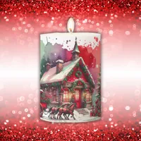 Monogram Festive Vintage Christmas on white | Pillar Candle